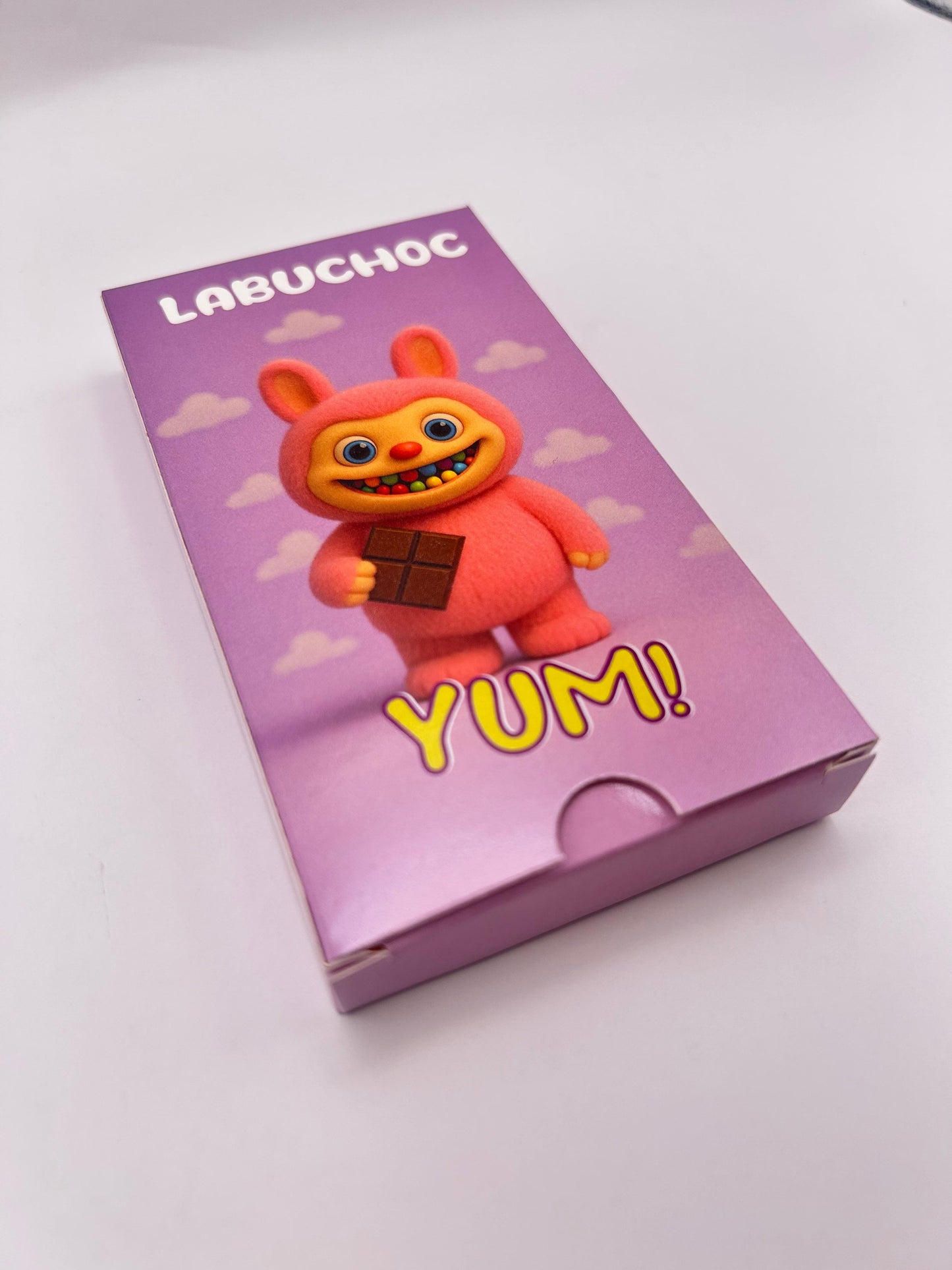 LABUCHOC 75g - Vollmilchschokolade gefüllt mit Heidelbeercreme und Knisterzucker
