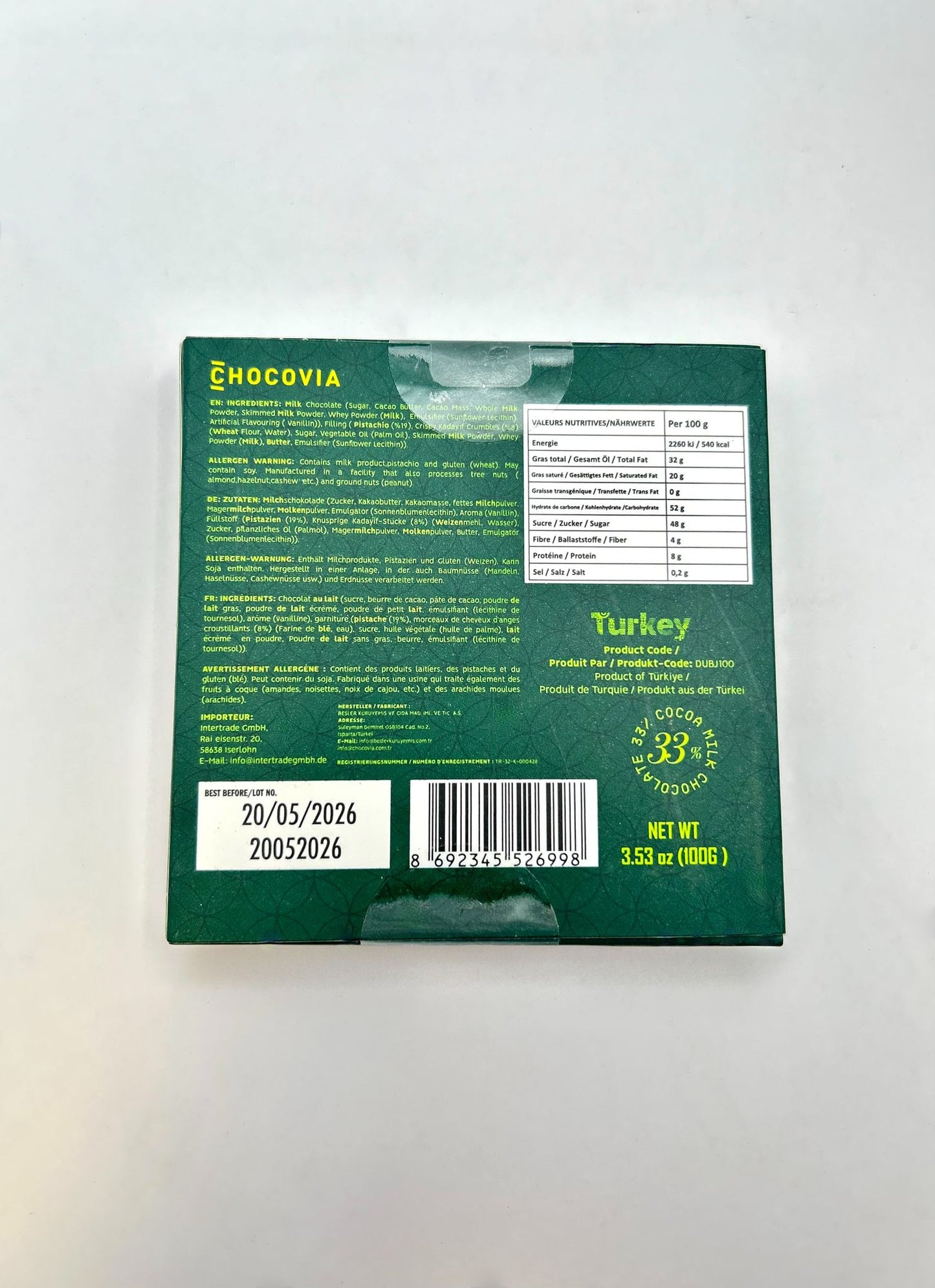 Chocovia Dubai Style Schokolade - Luxus trifft Genuss