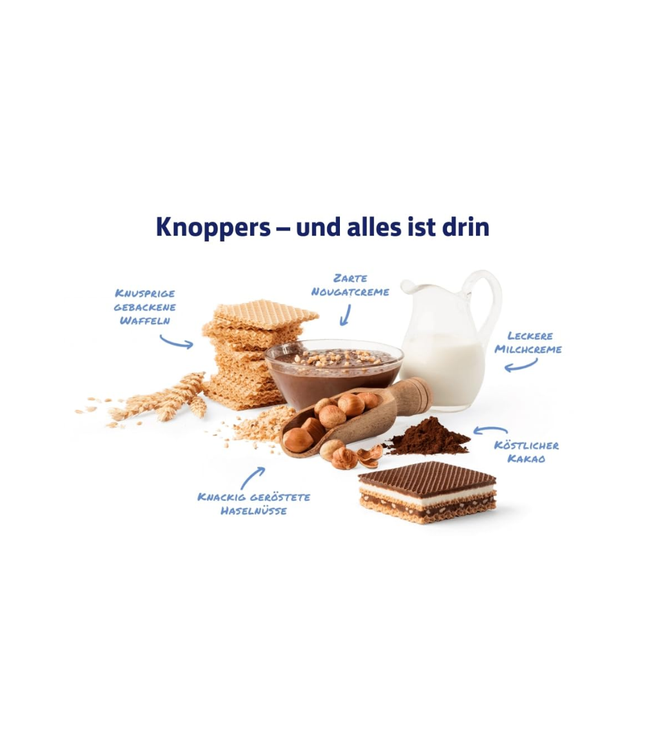 Knoppers – 24 x 25 g – Gefüllte Waffelschnitten mit Milch- und Nougatcreme, Haselnüssen und Kakao