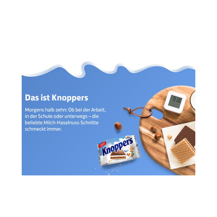 Knoppers – 24 x 25 g – Gefüllte Waffelschnitten mit Milch- und Nougatcreme, Haselnüssen und Kakao