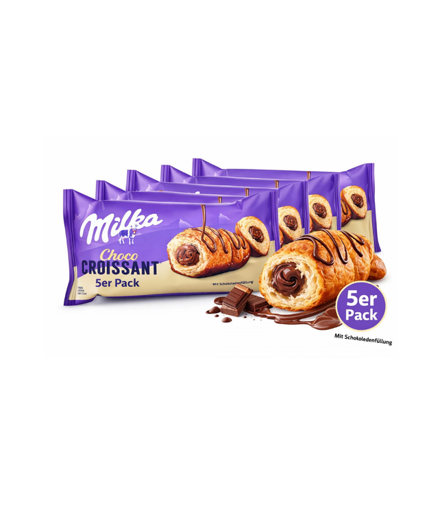 Milka Choco Croissant 5er Pack mit Schokoladenfüllung, Packung mit Croissants