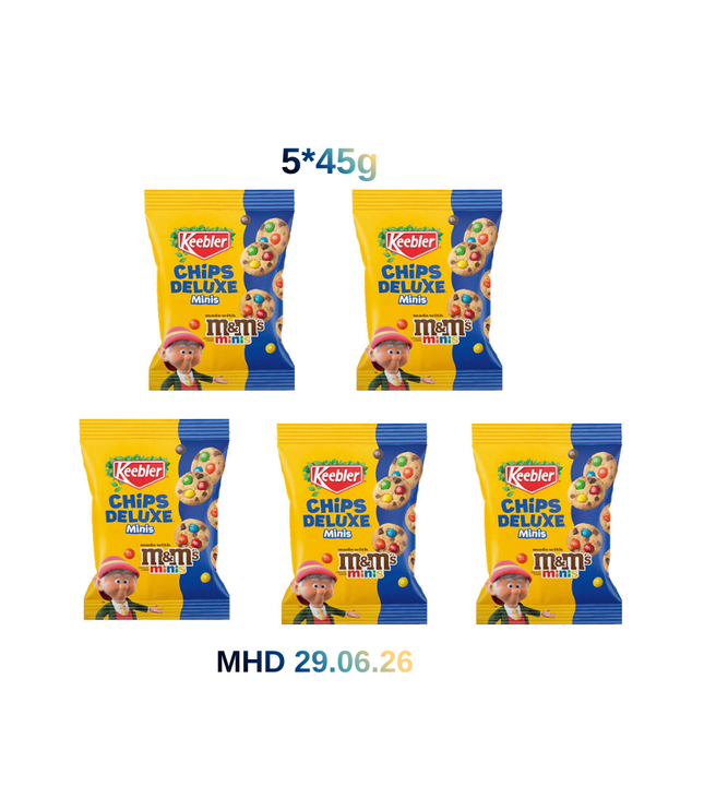 5×45g Keebler Chips Deluxe Minis Packung, 5 Beutel im Set