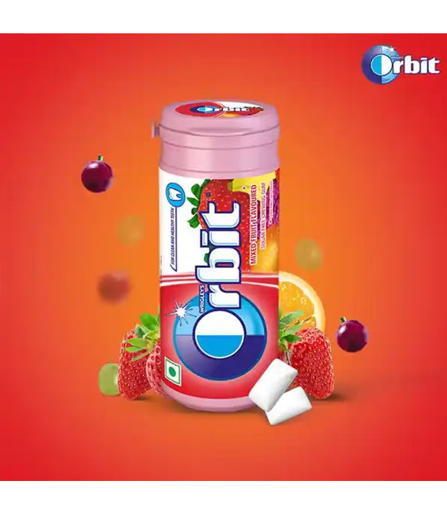 Orbit Kaugummi-Dose mit gemischtem Fruchtgeschmack, rundes Spenderbehältnis