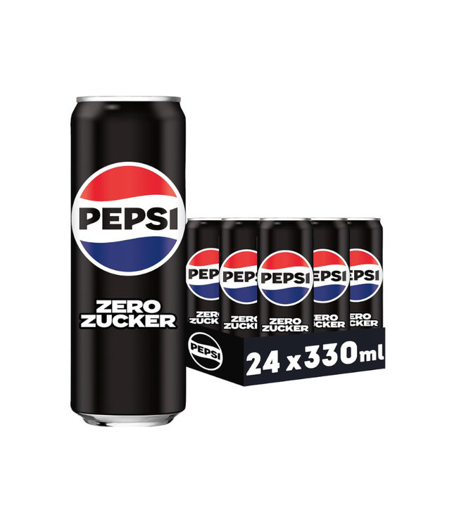 Pepsi Zero Zucker Dose: schwarze Dose mit Pepsi-Logo und „Zero Zucker“ Schriftzug