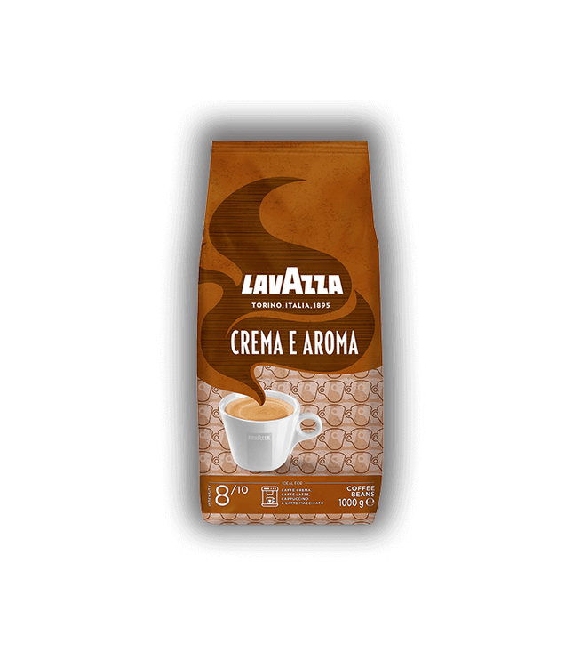 Lavazza Crema e Aroma Kaffeebohnen, 1-kg-Packung, braun mit beigen Kaffeebonbons-Details