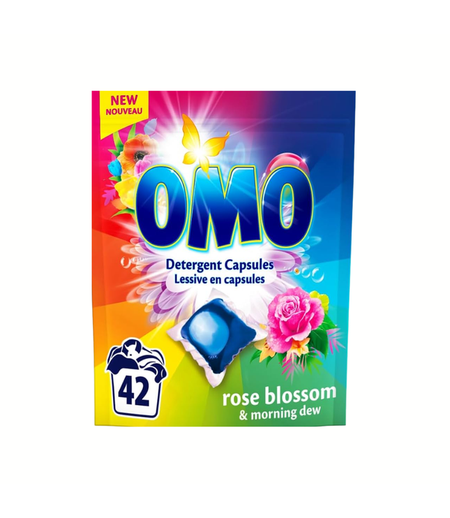 OMO 42 Wäschekapseln Rosenblüte & Frischer Morgentau, 42 Portionen