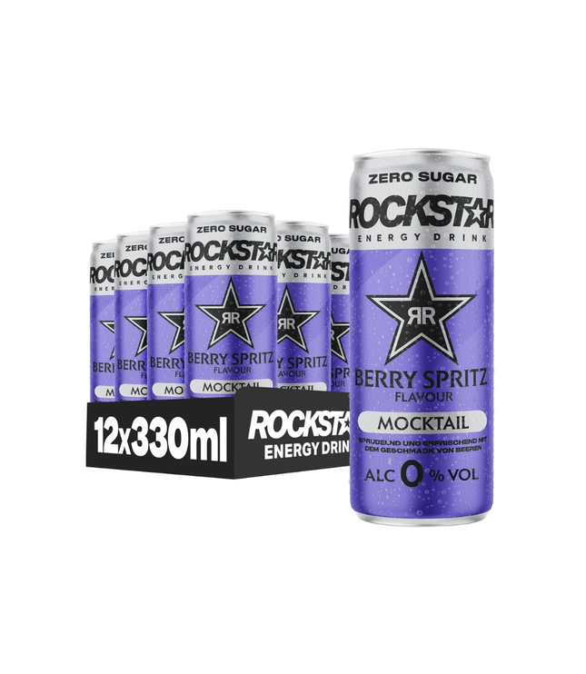 Rockstar Energy Mocktail Vorratspack mit Berry-Spritz-Dosen, 12×330 ml, 0% vol