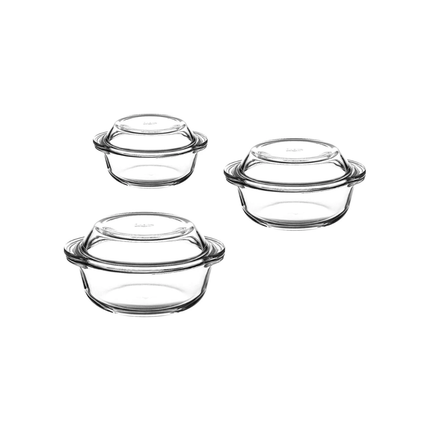 Pasabahce Borcam 3er Set Rund mit Deckel
