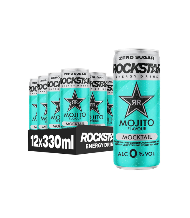 Rockstar Energy Mocktail Vorratspack mit Mojito-Dosen, 12×330 ml, 0% vol