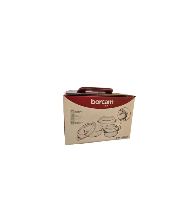 Pasabahce Borcam 3er-Set runde Auflaufformen mit Deckeln, Originalverpackung