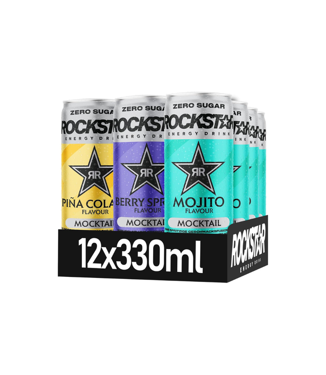 Rockstar Energy Mocktail Vorratspack mit Mix-Dosen in Umverpackung, 12×330 ml