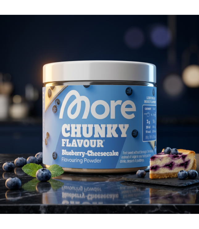 More Chunky Flavour 90 g Pulver im blauen Glas (Blueberry-Cheesecake)