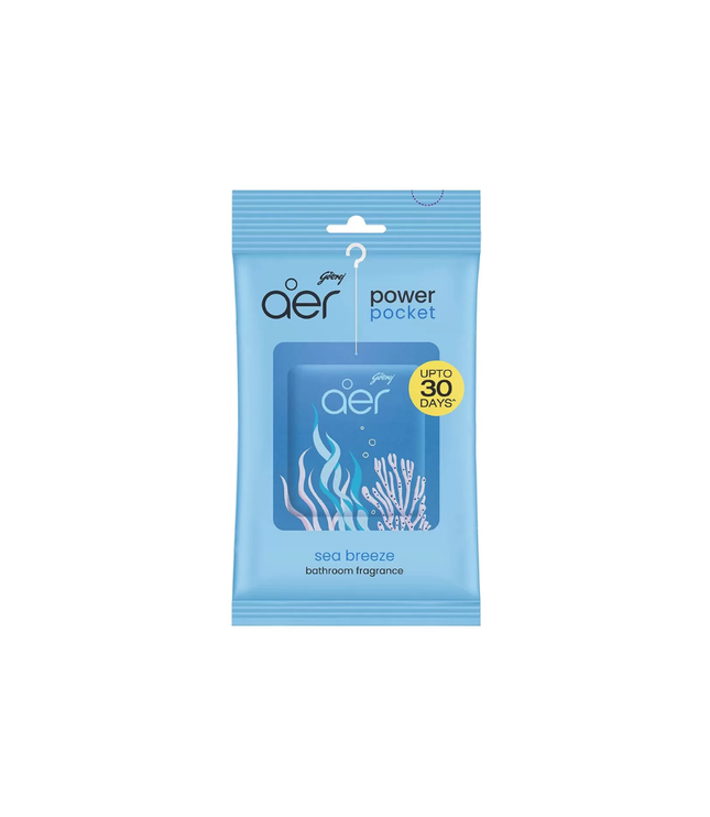 Godrej Aer Power Pocket Badduft, Meeresbrise, blauer Aufhängebeutel