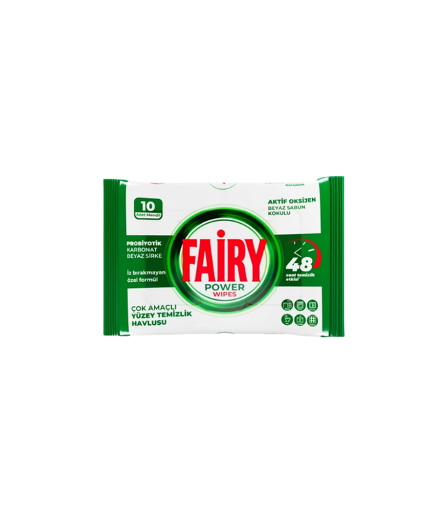 Fairy Power Wipes Reinigungstücher mit weißer Seife, 10 Tücher pro Packung