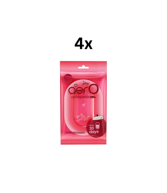Godrej Aer O Autoduft 7,5 g, 4er-Packung, rosafarbene „Rose Blossom“ Duftvariante