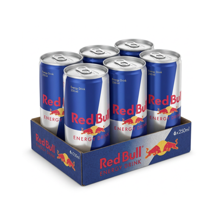 Red Bull Energy-Drink 6er Pack, 250 ml Dosen, blaue Classic-Optik