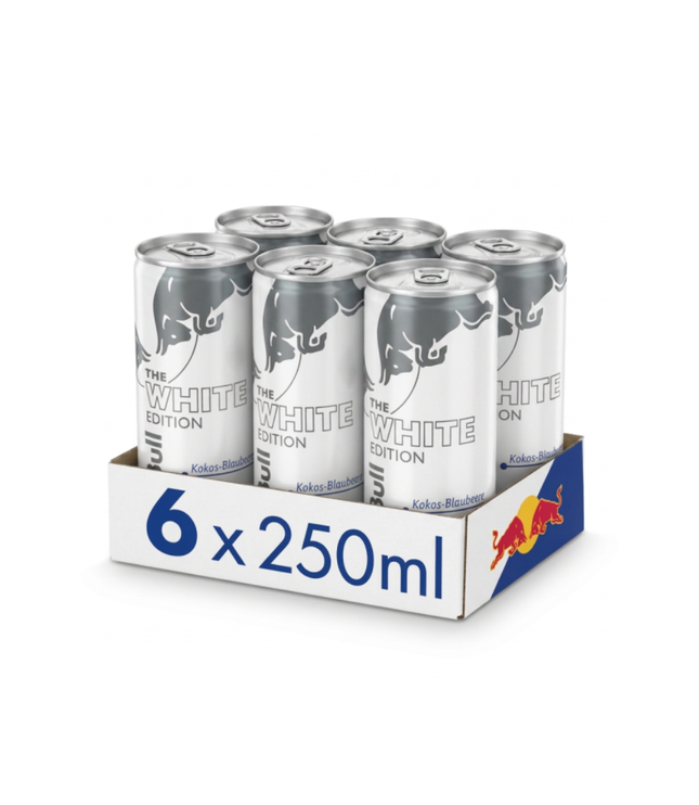 Red Bull Energy-Drink 6er Pack, 250 ml Dosen, White Edition, weiß-grau