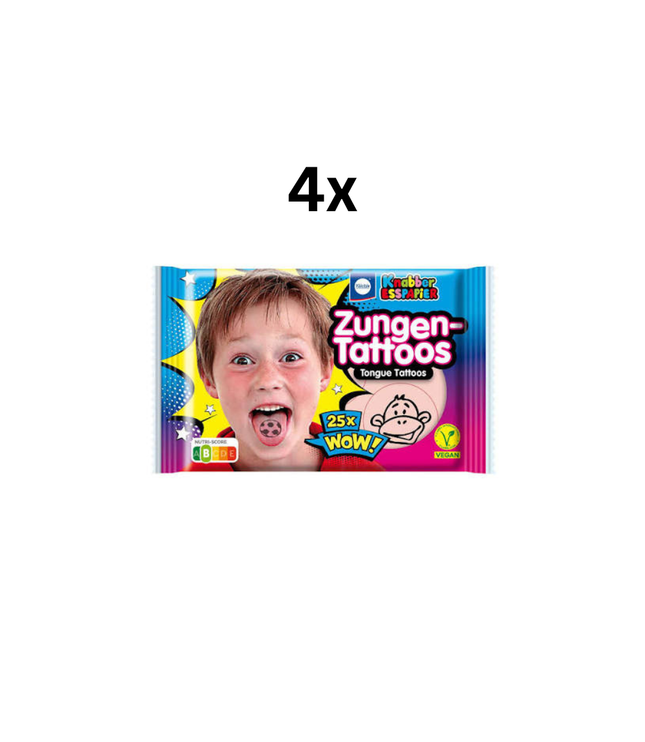Zungen-Tattoos Esspapier, 4 Tütchen