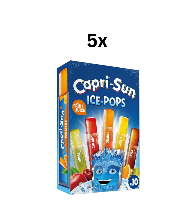 Capri-Sun Ice-Pops Wassereis-Box 5x mit Sorten auf der Vorderseite, 10 Stück