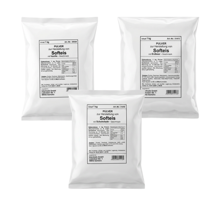 Softeispulver Erdbeere, Schokolade und Vanille 1kg
