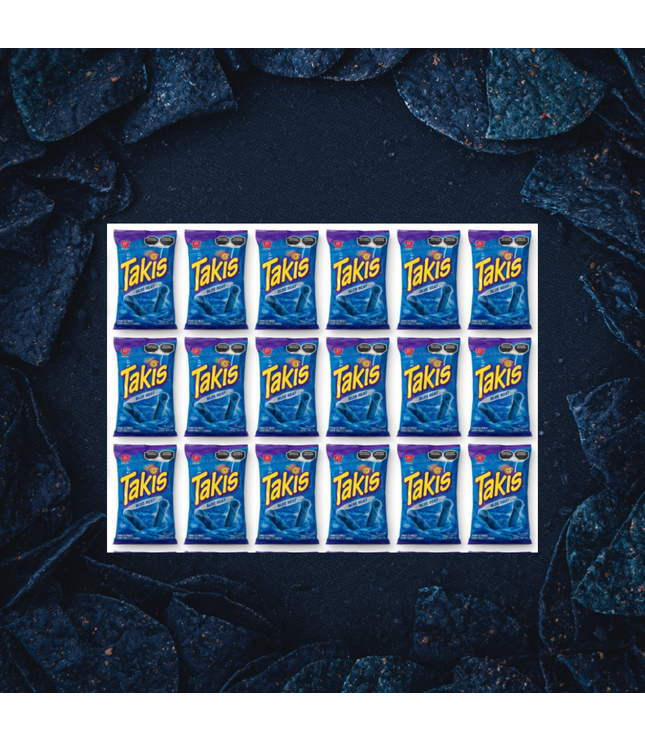 Takis Blue Heat Snacktüten, 18er-Pack, blaue Tüten im 3x6-Layout