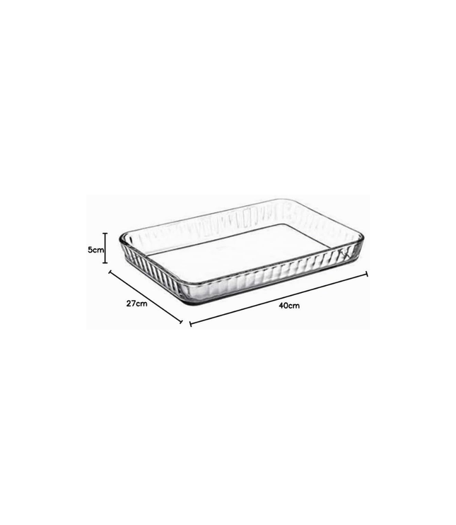 Pasabahce Borcam rechteckige Glas-Auflaufform, gerippte Seiten, 40×27 cm