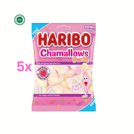 Haribo ChamaLLOws Party Pocket-size Beutel mit weißen Marshmallows und pinkem Design