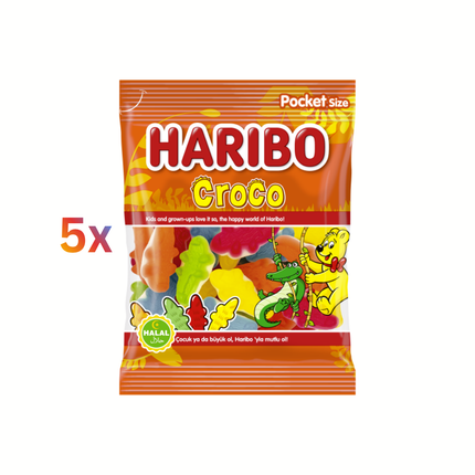 Haribo Croco Tüte mit farbigen Bonbons, 5er-Pack