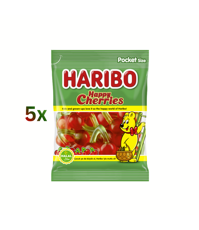 Haribo Happy Cherries Pocket-size Beutel mit Kirschenmotiv und roten Süßigkeiten