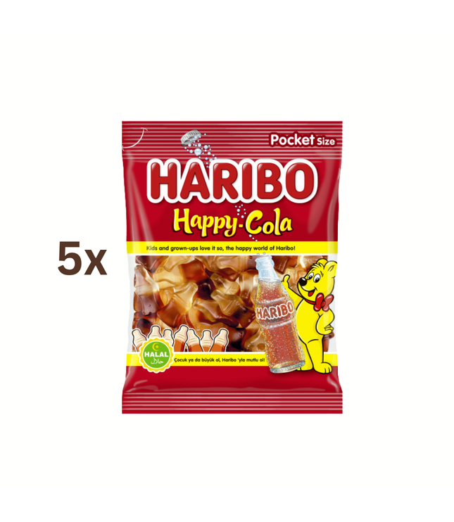 Haribo Happy-Cola Pocket size, 5x100g Fruchtgummi in roter Tüte