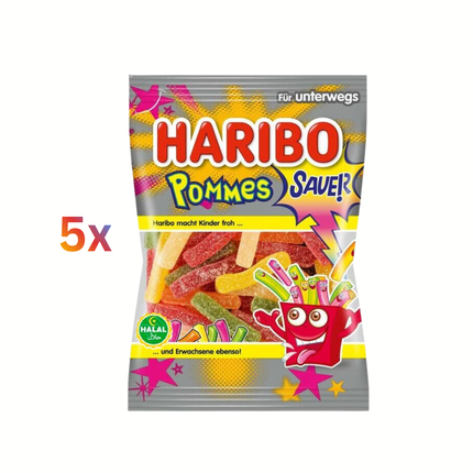 Haribo Pommes-Sauer Tüte mit Fruchtgummi, 5er-Pack
