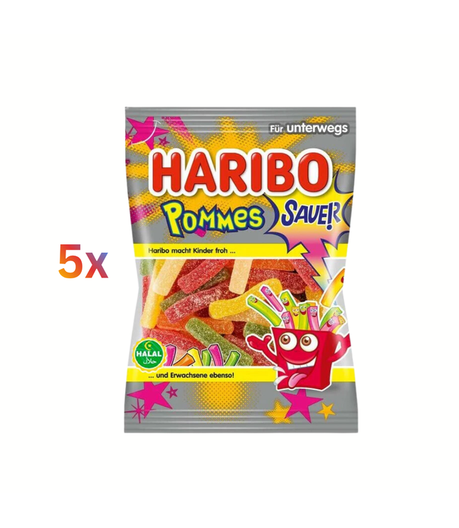 Haribo Pommes-Sauer Tüte mit Fruchtgummi, 5er-Pack