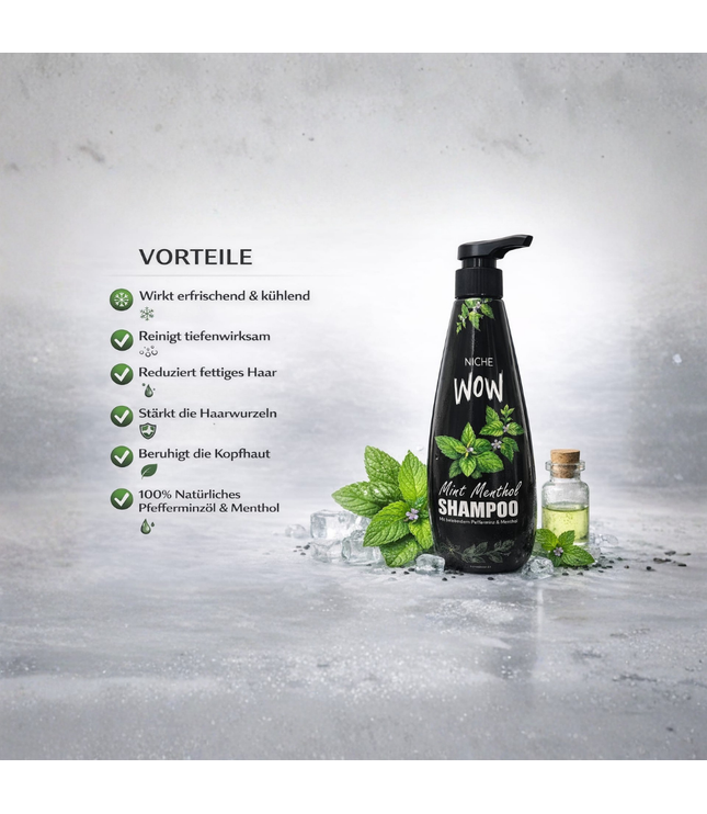 Minze & Menthol-Shampoo 1000 ml: schwarze Spenderflasche