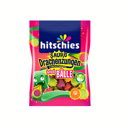 Hitschies saure Drachenzungen Brizzl-Bälle, Beutel mit bunten Gummibällen