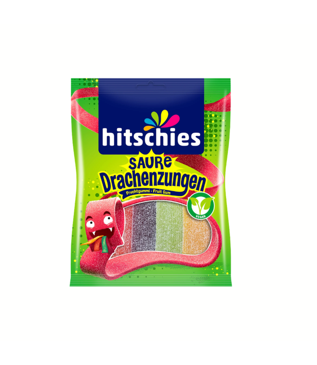 Saure Drachenzungen-Mix Bonbons in grüner Tüte, vegan, 125 g.