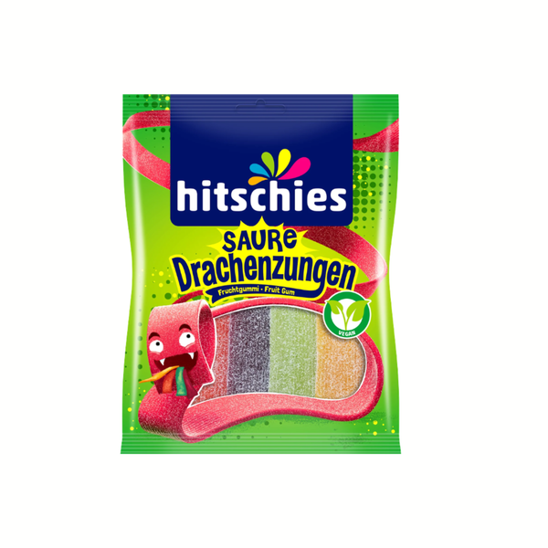 Saure Drachenzungen-Mix Bonbons in grüner Tüte, vegan, 125 g.