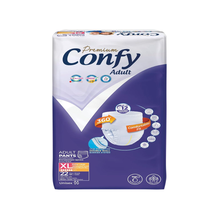 Erwachsenenpants-Packung Confy Premium Adult, Größe XL, weiß und lila mit 360° Komfort-Fit