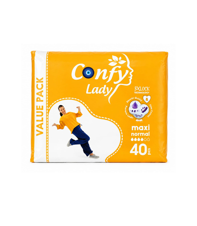 Damenbinden-Packung, Confy Lady maxi normal, 40 Stück, orangefarben, Value Pack