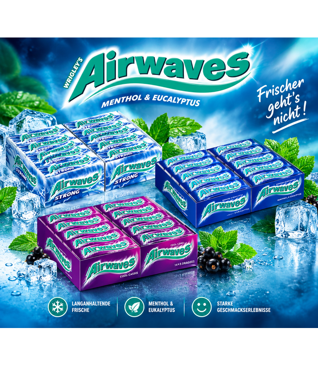 Airwaves Kartonpack mit Menthol & Eukalyptus sowie Strong