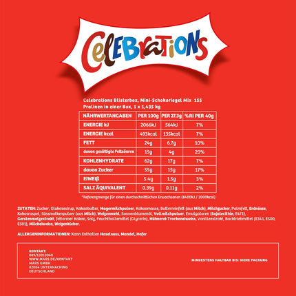 Celebrations Schokolade, Mini-Schokoriegel, Snickers, Maltesers, 1435 g