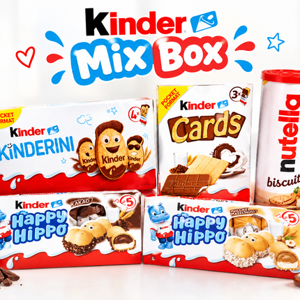 Kinder Mix Box 5er Süßwaren-Set mit Kinderini, Cards, Happy Hippo und Biscuits