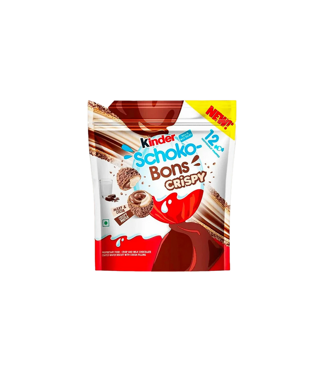 Kinder Schoko-Bons Crispy Packung mit Knusper-Schokomotiv, weiß-rot-braun