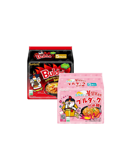 5x Buldak Hot Chicken Flavor Ramen Carbonara & Stew Bundle – Scharfer Genuss in zwei Varianten