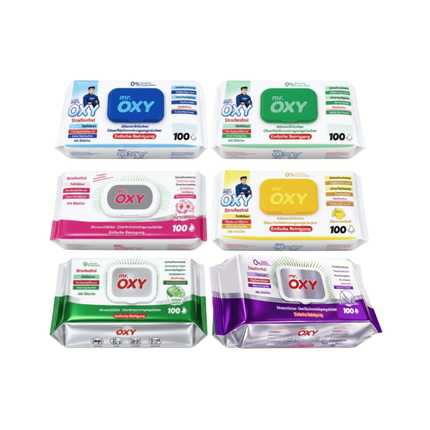 Mr. Oxy Allzweckreiniger - 100 Tücher Packung  Komplett Mix 6er