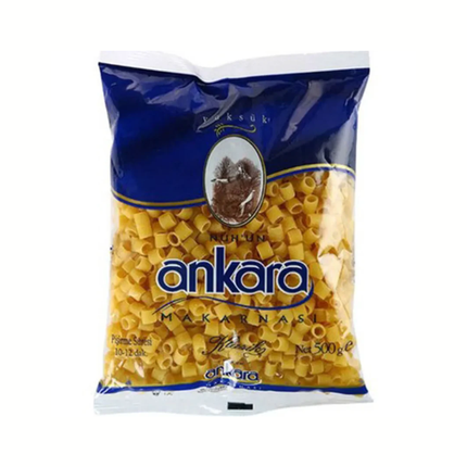 Fingerhutnudeln in 500-g-Packung, blaue Verpackung mit Ankara-Aufdruck