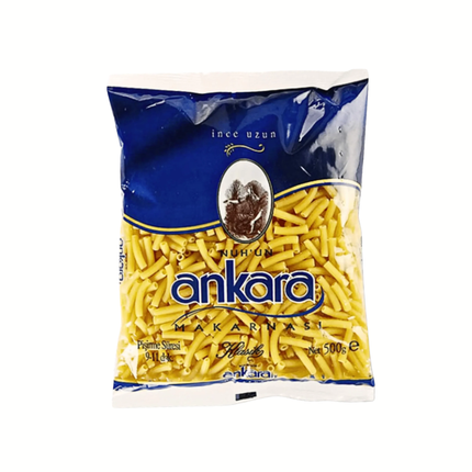 Ankara-Makarna Nudeltüte, 500 g, Ince uzun, gelbe Pasta im blauen Beutel