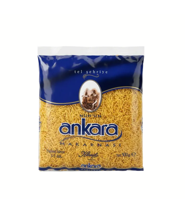 Tel-Sehriye-Makarna in blauer Tüte mit gelben Nudeln, 500 g