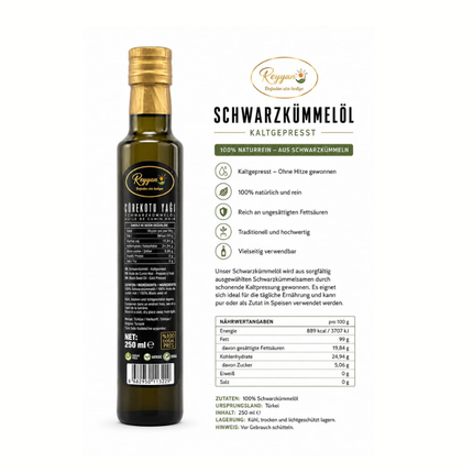 Reyyan Schwarzkümmelöl Kaltgepresst – 250 ml