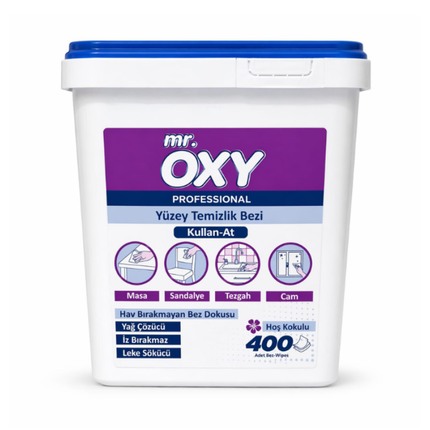 Allzweckreiniger-Tücher im pinken Eimer mit Deckel, Mr. Oxy Professional 400