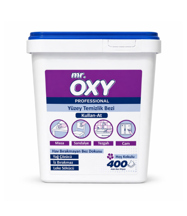 Allzweckreiniger-Tücher im pinken Eimer mit Deckel, Mr. Oxy Professional 400